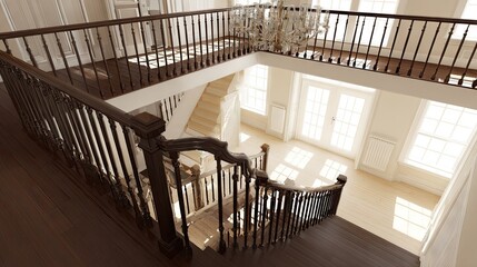 Grand spiral staircase in a luxurious, ornate interior.