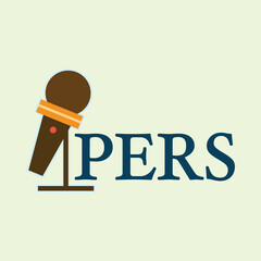 Illustration of a press logo with a simple microphone, suitable for journalism, media, news, communication, interviews and publication themes.