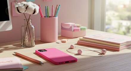 A yellow school desk is set with a book, colorful stationery, and crayons, inspiring creativity for a child's education