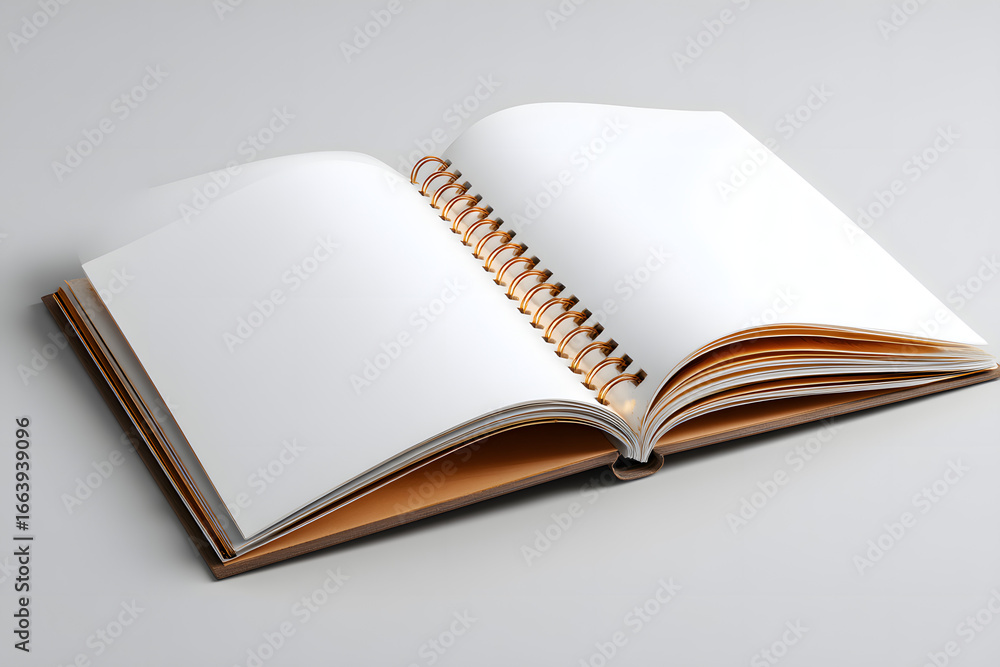 Aufkleber Mock-up magazine or catalog on white table. Blank page or notepad on neutral background. Blank page or notepad for mockups or simulations.