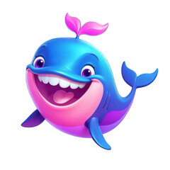Joyful Cartoon Whale: A Delightful Digital Illustration