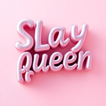 slay queen inflated 3d text in pastel colors