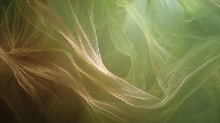 Fototapeta premium The smell of damp earth and photosynthesis visualized as a calming, semi-transparent green and brown aura.