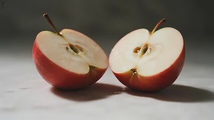 Sliced Red Apple: Halves Displaying Seeds and Flesh
