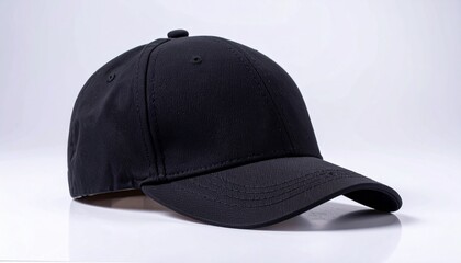 Sleek Black Baseball Cap Stylish Accessory in 8K Studio Shot with a Matte Finish