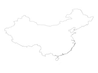 Minimalist Outline Map of China with Country Borders | Simple and Clean Line Art Vector for Modern Designs