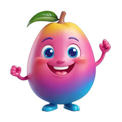 Cheerful Rainbow Mango Cartoon Character