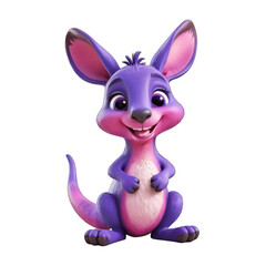 Adorable Purple Kangaroo Cartoon Character