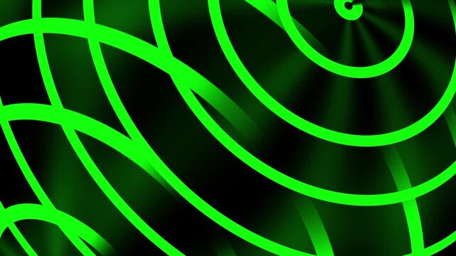 4K Futuristic green neon glowing tunnel hi-tech motion on black background. Technology Focus AI Zoom Design Element Background .