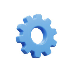 Obraz premium A three-dimensional rendering showcases a solitary, light-blue gear, meticulously crafted with smooth surfaces and a central aperture, symbolizing mechanics and settings.