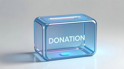 Transparent donation box with illuminated interior, perfect for fundraising campaigns and charitable giving, modern design