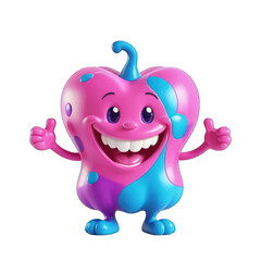 Happy Pink Pepper Cartoon Character