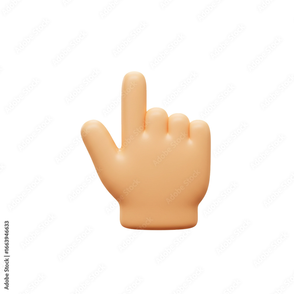 Fototapete a three-dimensional rendering showcases a hand with its index finger extended upwards, suggesting a 