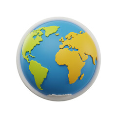 A vibrant and detailed three-dimensional rendering showcases the Earth, highlighting continents in vivid colors against a deep blue ocean, emphasizing global unity and environmental awareness.