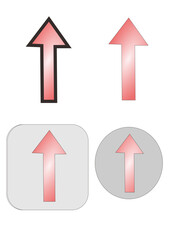 Red arrows pointing upwards, indicating progress and direction on a white background, isolated