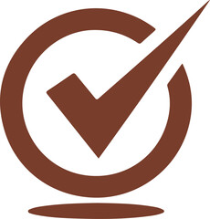 Brown check mark inside circle icon symbolizing approval, confirmation and success vector illustration on white background © Art by Redu
