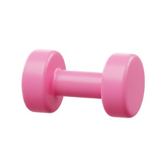 A vibrant pink dumbbell rests against a dark background, showcasing its smooth, rounded design and emphasizing its use in fitness and strength training routines, perfect for exercise.