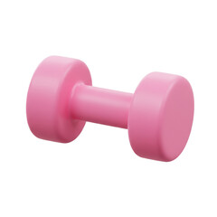 A vibrant, three-dimensional rendering showcases a solitary, pink dumbbell, perfectly centered against a stark black backdrop, emphasizing its smooth, glossy texture and fitness-related purpose.