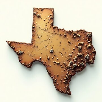 Texas State Map Terrain Model with Arid Landscape Texture