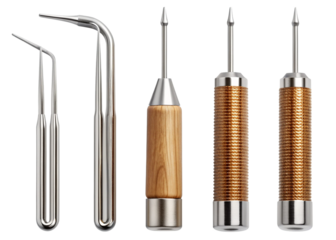 Micro hook and pick set isolated on a white or transparent background.