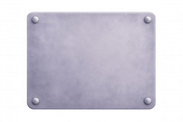 Brushed metal plate with rivets and rounded corners providing copy space on a transparent background