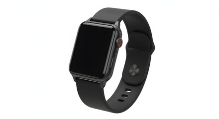 Modern Black Smartwatch on a White Background Showing a Seamless Design with Technological Advancements, and High Quality Screen, Including Durable