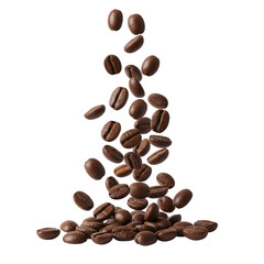 Naklejka premium Roasted Coffee Beans: Stunning Photo of Falling Coffee Beans