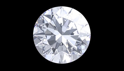 A radiant round brilliant cut diamond displays intricate facets against a stark black background.