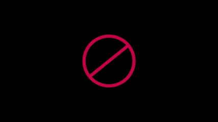 Red prohibition sign. Prohibited icon symbol. Empty ban sign isolated on black background.Accusation ban icon on. warning stop attention symbol on black background.