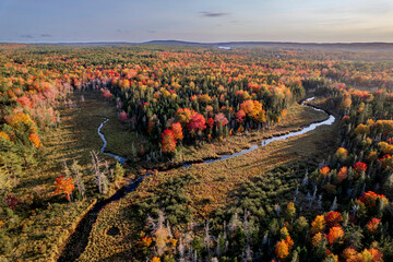 Aerial Autumn Maine Landscape