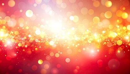 A vibrant display of sparkling golden and red bokeh lights creates a festive and celebratory atmosphere.