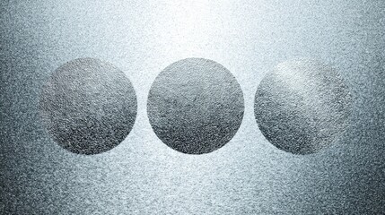 Three dark circles on a textured light gray surface.