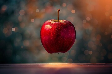 red apple on black background