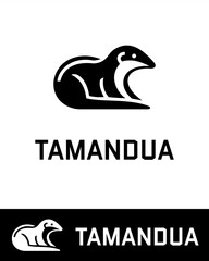 Modern black minimalist logo illustration of a tamandua anteater in abstract style
