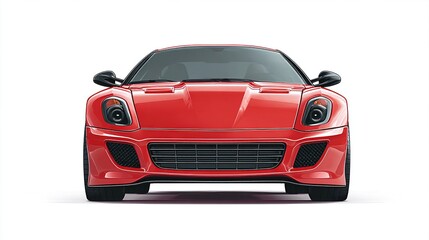 Red sports car, front view, isolated on white