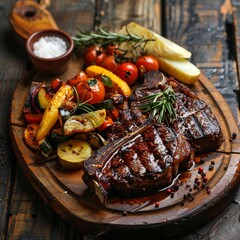 grilled meat with vegetables