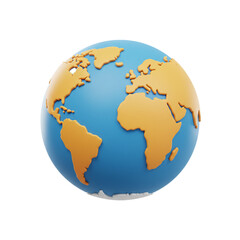 A vibrant illustration showcases a detailed depiction of planet Earth, emphasizing its continents and oceans, rendered with a soft, three-dimensional aesthetic and appealing color palette.