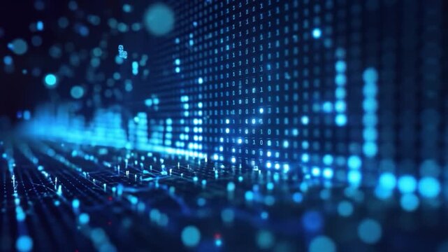 Abstract Digital Data Visualization: Binary Code and Data Streams