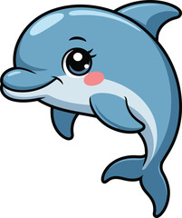 Fototapeta premium Cute Kawaii Dolphin Vector Illustration