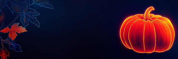 Halloween pumpkin glowing orange light on dark background wallpaper art