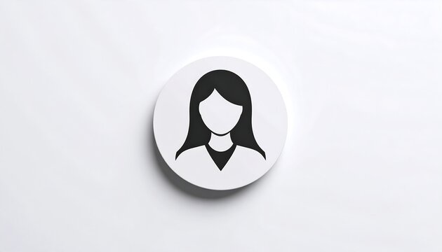 A minimalist, black silhouette of a woman's head and shoulders, set within a white circle on a white background.  The design is clean and simple, conveying professionalism and neutrality