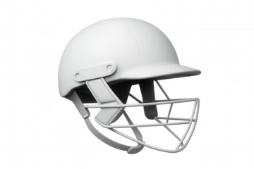 Cricket helmet ensuring player safety with its protective grill, isolated on transparent background, ready for image editing