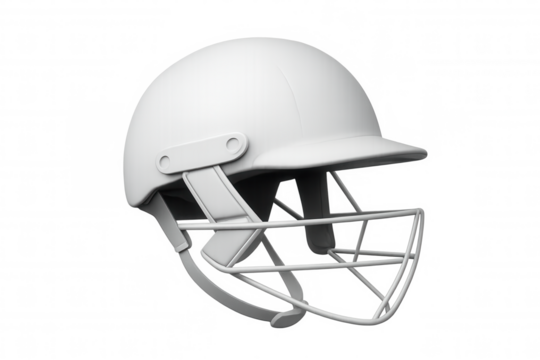 Cricket helmet ensuring player safety with its protective grill, isolated on transparent background, ready for image editing