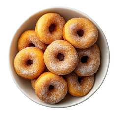Flying donuts. Mix of multicolored doughnuts with sprinkel on blue background.