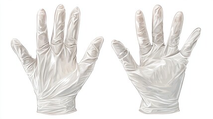 Obraz premium Two sterile white gloves, palms facing forward, fingers extended