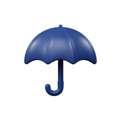 A vibrant, three-dimensional rendering of a blue umbrella, perfectly designed to provide shelter from rain, with a sleek, curved handle and a smooth, reflective .