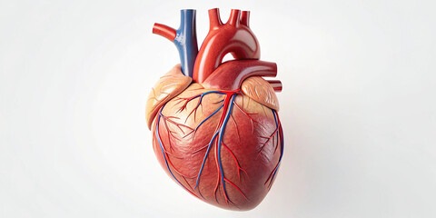 Human heart anatomy model isolated on white background