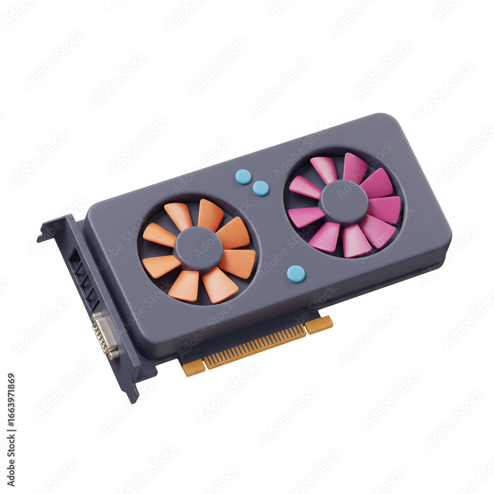 Fototapete a detailed illustration showcases a computer graphics card, featuring two cooling fans with vibrant 