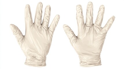 Obraz premium Two, slightly creased, white gloves laying side-by-side on a white background