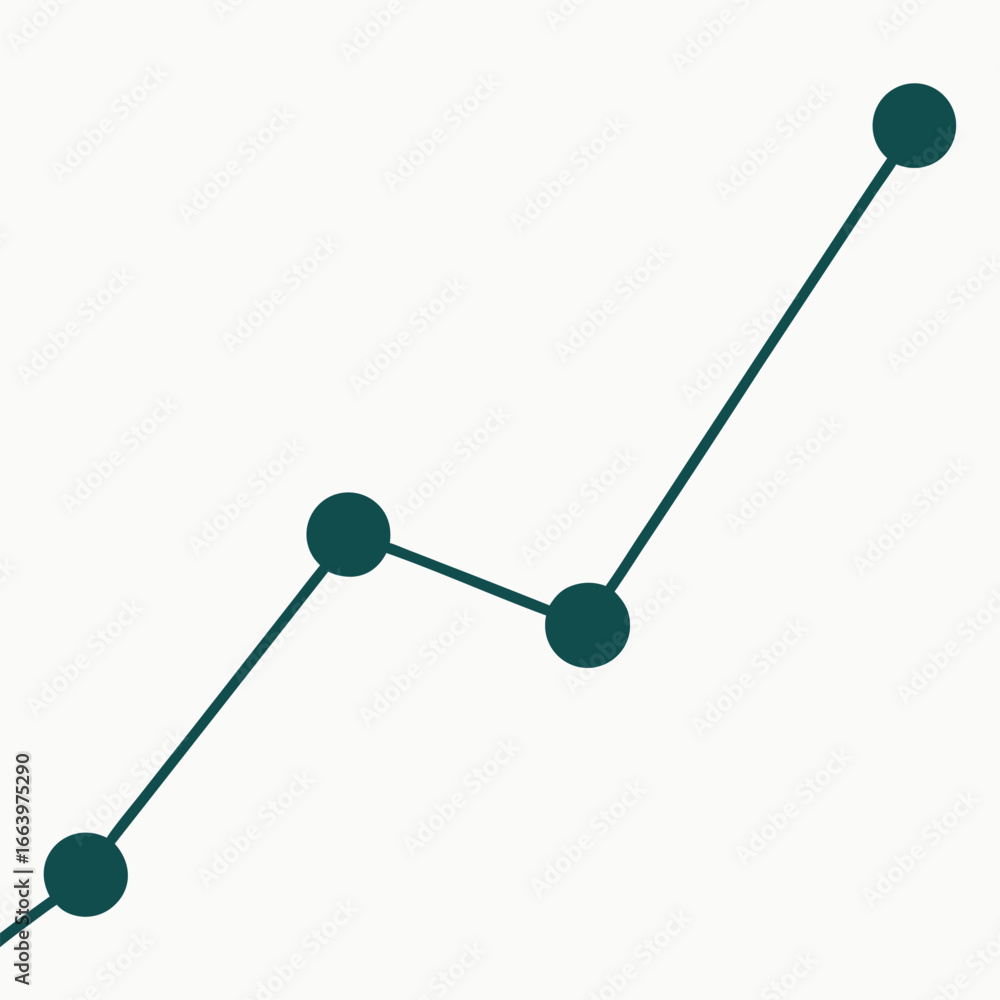 Aufkleber dark teal line graph with four data points on white background chart analytics